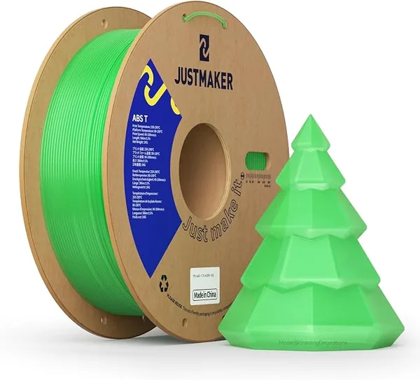 JustMaker ABS Transparent 3D Printer Filament, Upgraded Strength Heat Resistant Filament, Low-Odor Transparent Material, Dimensional Accuracy +/-, 1 kg (2.8 lbs), Green