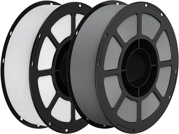 Keleidi PETG 3D Printer Filament, Neatly Wound Durable PETG 2KG Spool (4.4lbs), Strong Toughness Filament, Dimensional Accuracy +/-, Fit Most FDM Printers (White + Gray)