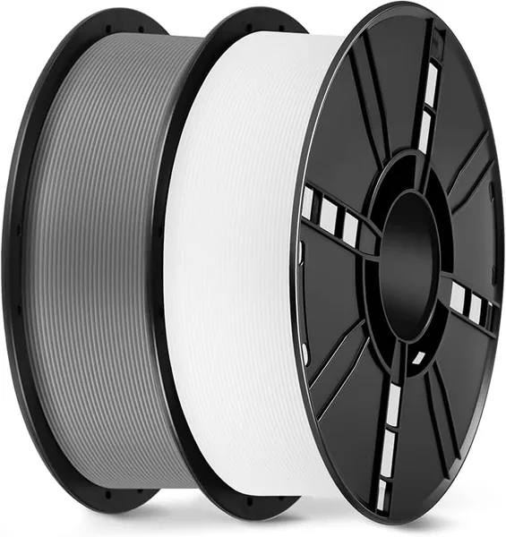 Keleidi PLA Basic 3D Printer Filament, 2KG 2-Pack, White+Gray | High Speed Tough PLA, 50-/s Fast Print, Strong Layer Adhesion, No Jams/Tangles, +/- Precision, Vacuum Sealed