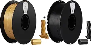 Kexcelled Kexcelled 3D Printer Filament 2kg ABS Filament，1kg per Spool, Pack of 2,Fit Most FDM 3D Printers，Gold ABS + Black ABS
