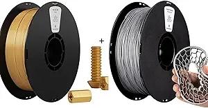 Kexcelled Kexcelled 3D Printer Filament 2kg ABS and TPU 95A Filament，1kg per Spool, Pack of 2,Fit Most FDM 3D Printers，Gold ABS + Silver TPU 95A