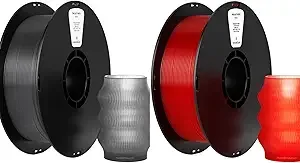 Kexcelled Kexcelled 3D Printer Filament 2kg PETG Filament，1kg per Spool, Pack of 2,Fit Most FDM 3D Printers，Transparent Black + Transparent Red