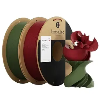 Kexcelled Kexcelled Matte PLA Filament，1kg per Spool, Pack of 2, Olive Green + Ruby Red for Christmas