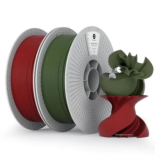 Kexcelled kexcelled Matte PLA Filament，Matte Olive Green and Ruby Red PLA Bundle 3D Printer Filament Set 1kg Reusable Spool(2.2lbs),Pack of 2, with +/- Accuracy for Most FDM Printers