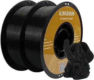 Kingroon Kingroon PLA 3D Printer Filament, Dimensional Accuracy +/-, 1 kg Spool(2.2lbs),2KG Black+Black