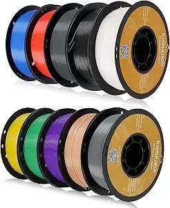 Kingroon Kingroon PLA 3D Printer Filament, 10 Rolls, Dimensional Accuracy +/-, 10kg Spool(22lbs)，Black White Grey Red Blue Green Purple Skin Silver Yellow