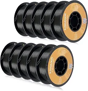 Kingroon Kingroon PLA 3D Printer Filament,10 Rolls, Dimensional Accuracy +/-, 10kg Spool(22lbs)，Black
