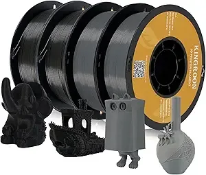 Kingroon Kingroon PLA 3D Printer Filament, Dimensional Accuracy +/-, 1kg Spool(2.2lbs), 4KG 2Black+2Grey