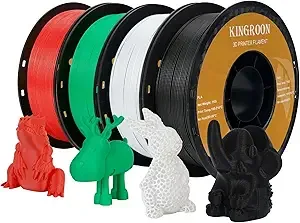 Kingroon Kingroon PLA 3D Printer Filament, Dimensional Accuracy +/-, 1 kg Spool(2.2lbs), 4KG Black+White+Green+Red