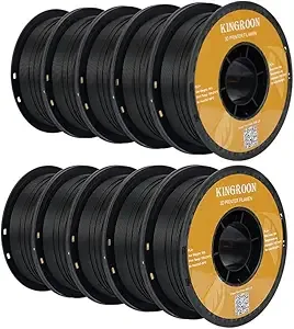 Kingroon Kingroon PLA Plus（PLA+） 3D Printer Filament, 10 Rolls, Dimensional Accuracy +/-, 10kg Spool(22lbs), Black