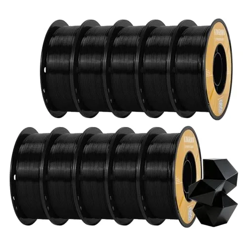 Kingroon Kingroon High Speed PLA Bundle 3D Printer Filament, 3D Printer Rapid Filament for 30-/s Hyper Printing Filament, Dimensional Accuracy +/-, 10 kg Plastic Spool (22lbs（Black）