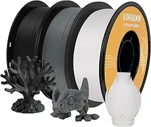 Kingroon Kingroon High Speed PLA 3D Printer Filament, 3D Printer Rapid Filament for 30-/s Hyper Printing Filament, Dimensional Accuracy +/-, 3 kg Plastic Spool (6.6lbs（Black&White&Gray）
