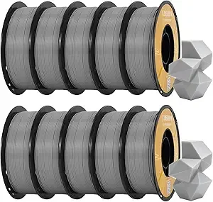Kingroon Kingroon High Speed PETG 3D Printer Filament Bundle, 3D Printer Rapid Filament for 30-/s Hyper Printing Filament, Dimensional Accuracy +/-, 10 kg Plastic Spool (22lbs（Gray）