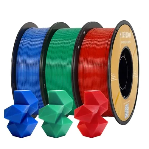 Kingroon Kingroon High Speed PETG 3D Printer Filament, 3D Printer Rapid Filament for 30-/s Hyper Printing Filament, Dimensional Accuracy +/-, 3 kg Plastic Spool (6.6lbs（Red&Green&Blue）