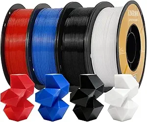 Kingroon Kingroon High Speed PETG Printer Filament, Rapid Printer Filament 30-/s Hyper Printing Filament, Dimensional Accuracy +/-, 4 kg Plastic Spool (8.8lbs（Black&White&Red&Blue）