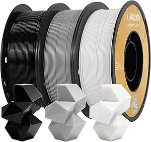 Kingroon Kingroon High Speed PETG 3D Printer Filament, 3D Printer Rapid Filament for 30-/s Hyper Printing Filament, Dimensional Accuracy +/-, 3 kg Plastic Spool (6.6lbs（Black&White&Gray）