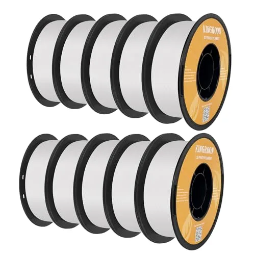 Kingroon Kingroon High Speed PLA Bundle 3D Printer Filament, 3D Printer Rapid Filament for 30-/s Hyper Printing Filament, Dimensional Accuracy +/-, 10 kg Plastic Spool (22lbs（White）