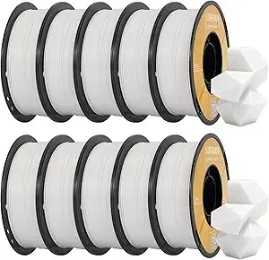 Kingroon Kingroon High Speed PETG Bundle 3D Printer Filament, 3D Printer Rapid Filament for 30-/s Hyper Printing Filament, Dimensional Accuracy +/-, 10 kg Plastic Spool (22lbs（White）