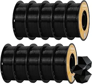 Kingroon Kingroon High Speed PETG Bundle 3D Printer Filament, 3D Printer Rapid Filament for 30-/s Hyper Printing Filament, Dimensional Accuracy +/-, 10 kg Plastic Spool (22lbs（Black）