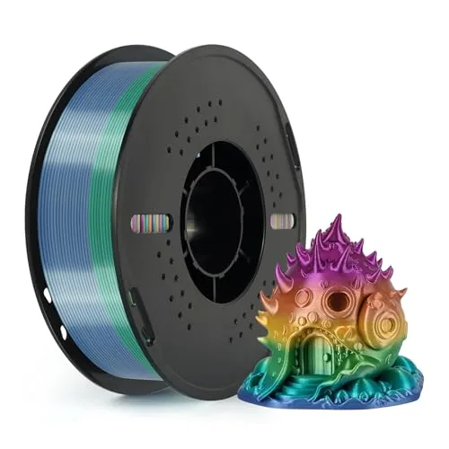 Kingroon kingroon Rainbow PLA Filament, 5 Colors Fast Color Change Silk PLA 3D Printer Filament, Shiny Smooth Multicolor Filament with +/- Accuracy, 1kg Spool(Candy)