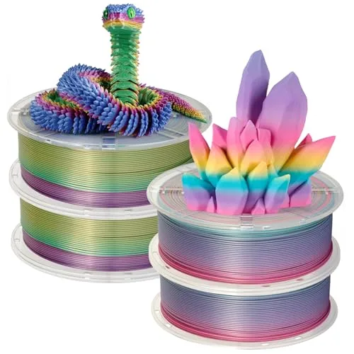 Kingroon Kingroon Rainbow Silk PLA 4KG PLA Filament Bundle 3D Printing Filament Color Changing Filament Dimensional Accuracy ±,Fit Most 3D Printer