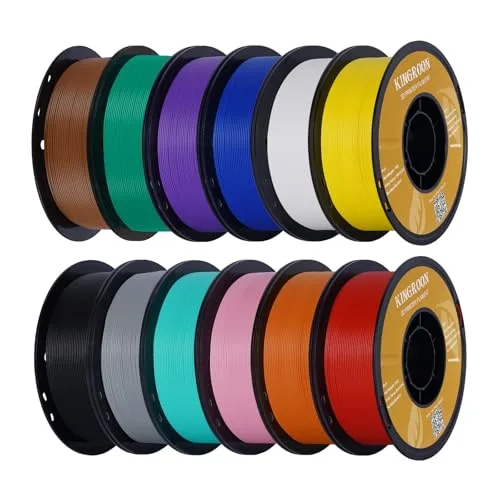 Kingroon Kingroon High Speed PLA Bundle 3D Printer Filament, Rapid Filament for 30-/s Hyper Printing Filament, Dimensional Accuracy +/-, 12 kg Plastic Spool (26.4lbs（Mixed Colors）