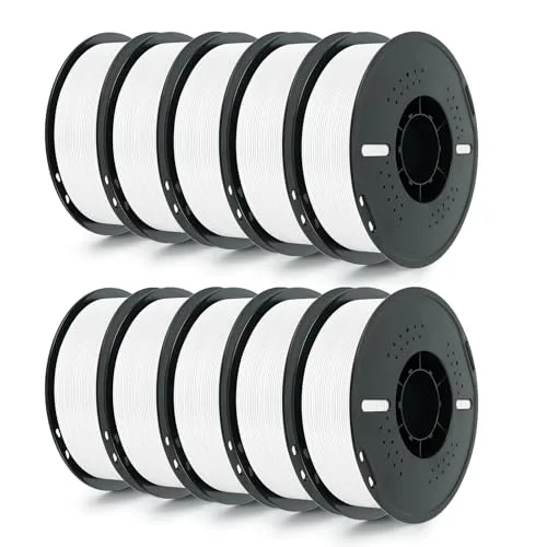 Kingroon Kingroon 10KG White PLA Filament 3D Printer Filament Pla Filament Dimensional Accuracy +/-, Fit Most FDM Printer, 1KG X 10 Spools