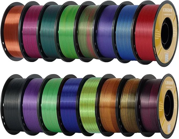 Kingroon Kingroon Tricolor PLA Filament, Dualcolor Silk PLA Filament, Multicolor 3D Printer Filament, Dimensional Accuracy +/-, 16kg Spool(35.2lbs) 16 Rolls, 16 Different Multicolor Filaments