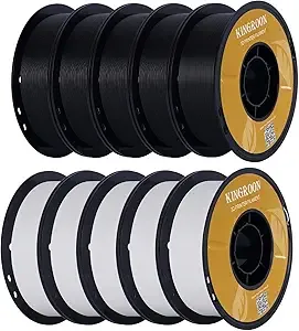 Kingroon Kingroon High Speed PLA Bundle 3D Printer Filament, 3D Printer Rapid Filament for 30-/s Hyper Printing Filament, Dimensional Accuracy +/-, 10 kg Plastic Spool (22lbs（5Black+5White）