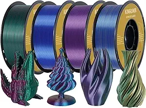 Kingroon Kingroon Silk PLA Filament, Tri Color Silk PLA Filament, Multicolor 3D Printer Filament, Dimensional Accuracy +/-, 4kg Spool(8.8lbs) 4 Rolls, 4 Different Tri Color Filaments