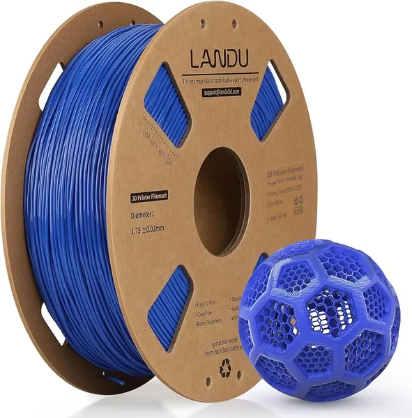 Landu LANDU TPU 3D Printer Filament, High Speed 95A TPU Filament, 1KG Flexible 3D Filament for Fast Printing, Dimensional Accuracy +/-, Suitable for Most FFF 3D Printers (Blue)
