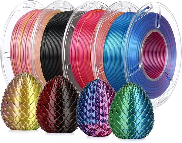 Landu LANDU Silk PLA 3D Printer Filament,Black Red Gold,200G X 4 | Tri Color Filament Pack, Rainbow PLA Filament 3D Printing Filament Dimensional Accuracy +/-