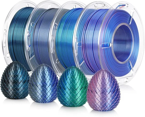 Landu LANDU Silk PLA 3D Printer Filament Bundle,200g x 4 Spools | Dual Color Filament Pack, Multi Color Change 3D Printing Filament,Dimensional Accuracy +/-
