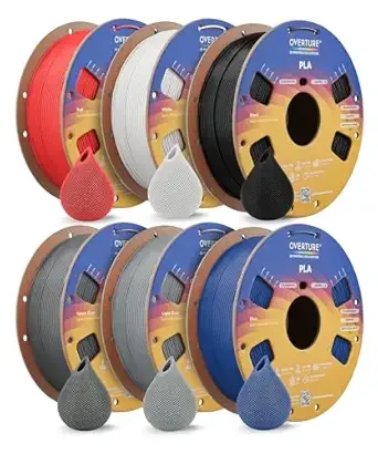 Overture OVERTURE 6KG Bundle PLA Filament PLA 3D Printer Filament, 6 Pack 1kg(2.2lbs) Cardboard Spool, Dimensional Accuracy +/-, Fit Most FDM Printer (6 Color)