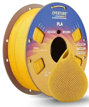 Overture OVERTURE High Speed PLA Filament, Neatly Wound 3D Printer Filament 1kg Spool (2.2lbs) Rapid PLA, Dimensional Accuracy +/-, Fit Most FDM 3D Printers (Yellow)