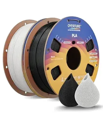 Overture OVERTURE PLA Filament PLA 3D Printer Filament, 2kg Cardboard Spool (4.4lbs), Dimensional Accuracy +/-, Fit Most FDM Printer (Black & White)