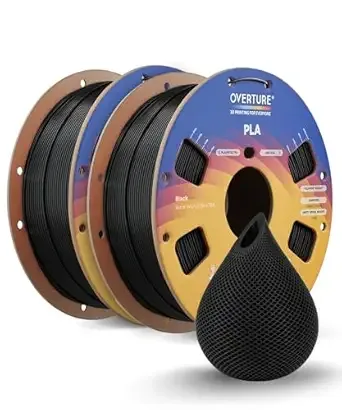 Overture OVERTURE 2KG Bundle High Speed PLA Filament, Neatly Wound 3D Printer Filament 2 Pack 1kg Spool (2.2lbs) Rapid PLA, Fit Most FDM 3D Printers (Black 2-Pack)