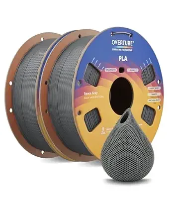 Overture OVERTURE 2KG Bundle High Speed PLA Filament, Neatly Wound 3D Printer Filament 2 Pack 1kg Spool (2.2lbs) Rapid PLA, Fit Most FDM 3D Printers (Space Grey 2-Pack)