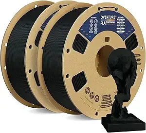 Overture OVERTURE PLA Plus (PLA+) Filament, Stronger & More Durable, Professional Toughness 3D Printer Filament 1kg (2.2lbs), High Precision +/-, Tangle-Free (Black,2-Pack)