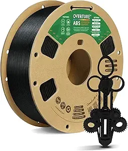 Overture OVERTURE ABS Filament, High Strength & Heat-Resistant 3D Printer Filament, Low Warping, Excellent Durability, ABS 1kg (2.2lbs) Cardboard Spool, High Precision +/- (Black 1-Pack)