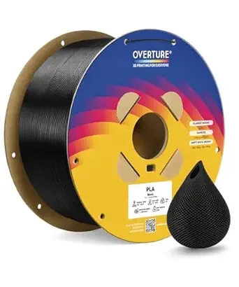 Overture OVERTURE High Speed PLA Filament, Neatly Wound 3D Printer Filament 3kg Spool (6.6lbs) Rapid PLA, Dimensional Accuracy +/-, Fit Most FDM 3D Printers (Black 3KG-1 Pack)