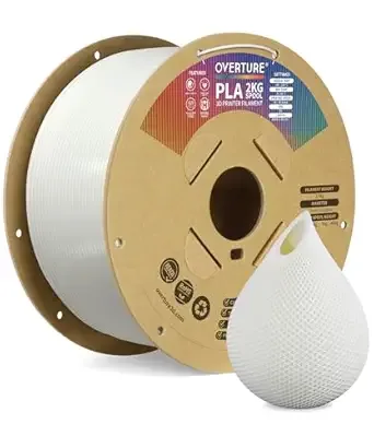 Overture OVERTURE High Speed PLA Filament, Neatly Wound 3D Printer Filament 3kg Spool (6.6lbs) Rapid PLA, Dimensional Accuracy +/-, Fit Most FDM 3D Printers (White 2KG-1 Pack)