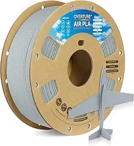 Overture OVERTURE Air PLA Filament, Pre-Foamed PLA Low-Density, Lightweight PLA, Cardboard Spool, 0.82kg(1.8lbs), Dimensional Accuracy +/- (Air Light Gray)