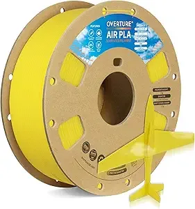 Overture OVERTURE Air PLA Filament, Pre-Foamed PLA Low-Density, Lightweight PLA, Cardboard Spool, 0.82kg(1.8lbs), Dimensional Accuracy +/- (Air Yellow)