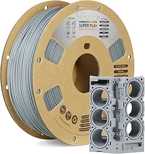 Overture OVERTURE Super PLA+ Filament, Toughness Enhanced PLA Plus, Professional Toughness 3D Printer Filament 1kg (2.2lbs), High Precision +/- Light Grey