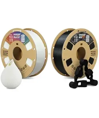 Overture OVERTURE 3D Printer Filament 2kg, PLA Filament and PETG Filament Fit Most FDM 3D Printers, 1kg per Spool, Pack of 2, PLA White+PETG Black