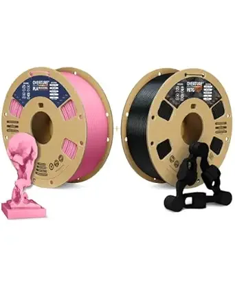 Overture OVERTURE 3D Printer Filament 2kg, PLA Plus Filament and PETG Filament Fit Most FDM 3D Printers, 1kg per Spool, Pack of 2, PLA Plus Pink+PETG Black