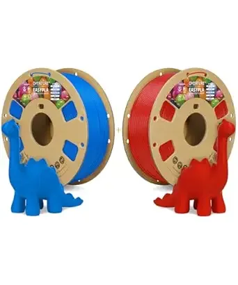 Overture OVERTURE 3D Printer Filament 2kg, Easy PLA Filament Fit Most FDM 3D Printers, 1kg per Spool, Pack of 2, Easy PLA Easy Digital Blue+Easy PLA Easy Red