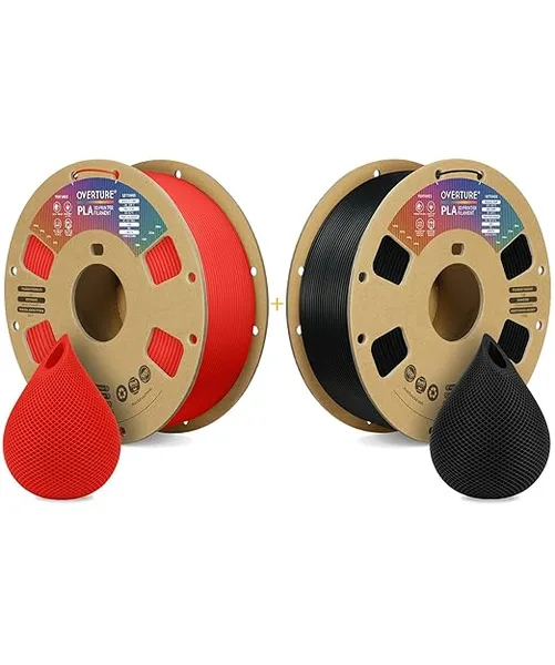 Overture OVERTURE 3D Printer Filament 2kg, PLA Filament Fit Most FDM 3D Printers, 1kg per Spool, Pack of 2, PLA Red+PLA Black