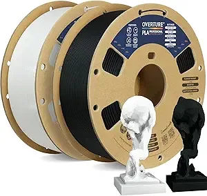 Overture OVERTURE 2KG Bundle PLA Plus (PLA+) Filament, Stronger & More Durable, Professional Toughness 3D Printer Filament 1kg (2.2lbs) 2 Pack, High Precision +/-, Tangle-Free (Black & White)